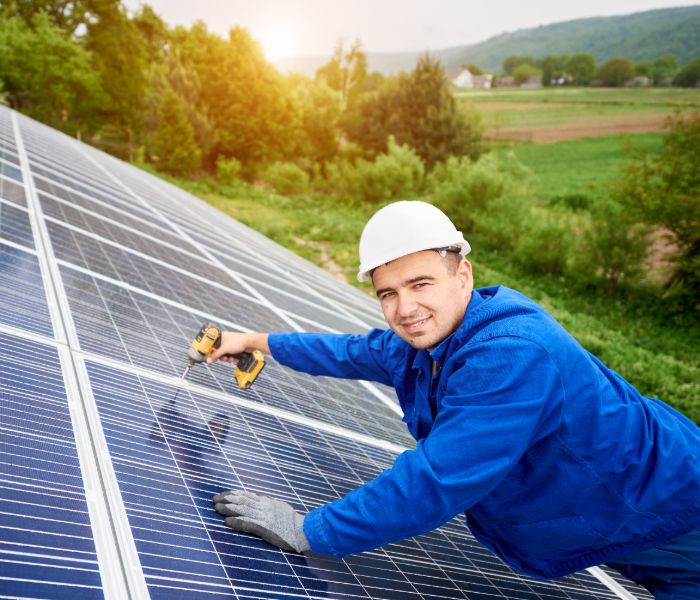 solar contractor installing panels RI