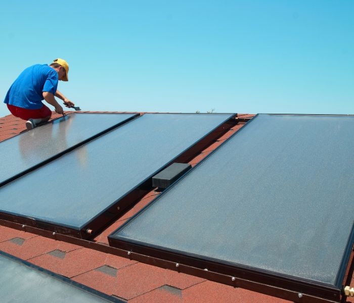 solar technician installing panels rhode island