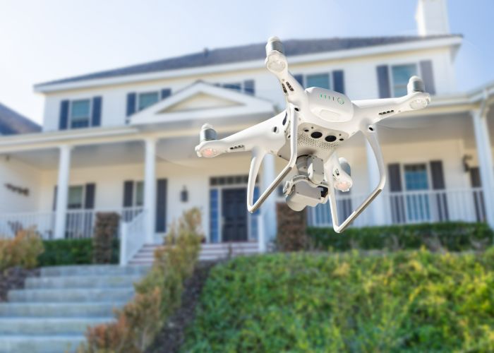 home getting drone roof inspection in rhode island